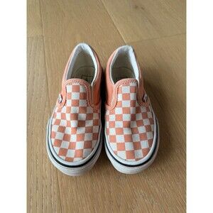 Vans Peach Checkered Slip On Shoes Kids Size 11.5